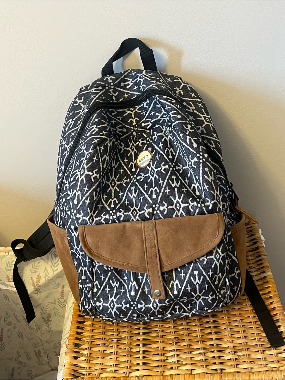 Roxy Caribbean Printed Backpack with Suede Trim